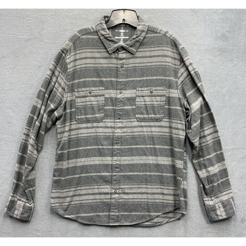 Urban Pipeline Button Up Shirt Mens Ultimate Flannel Striped Gray Long Sleeve XL